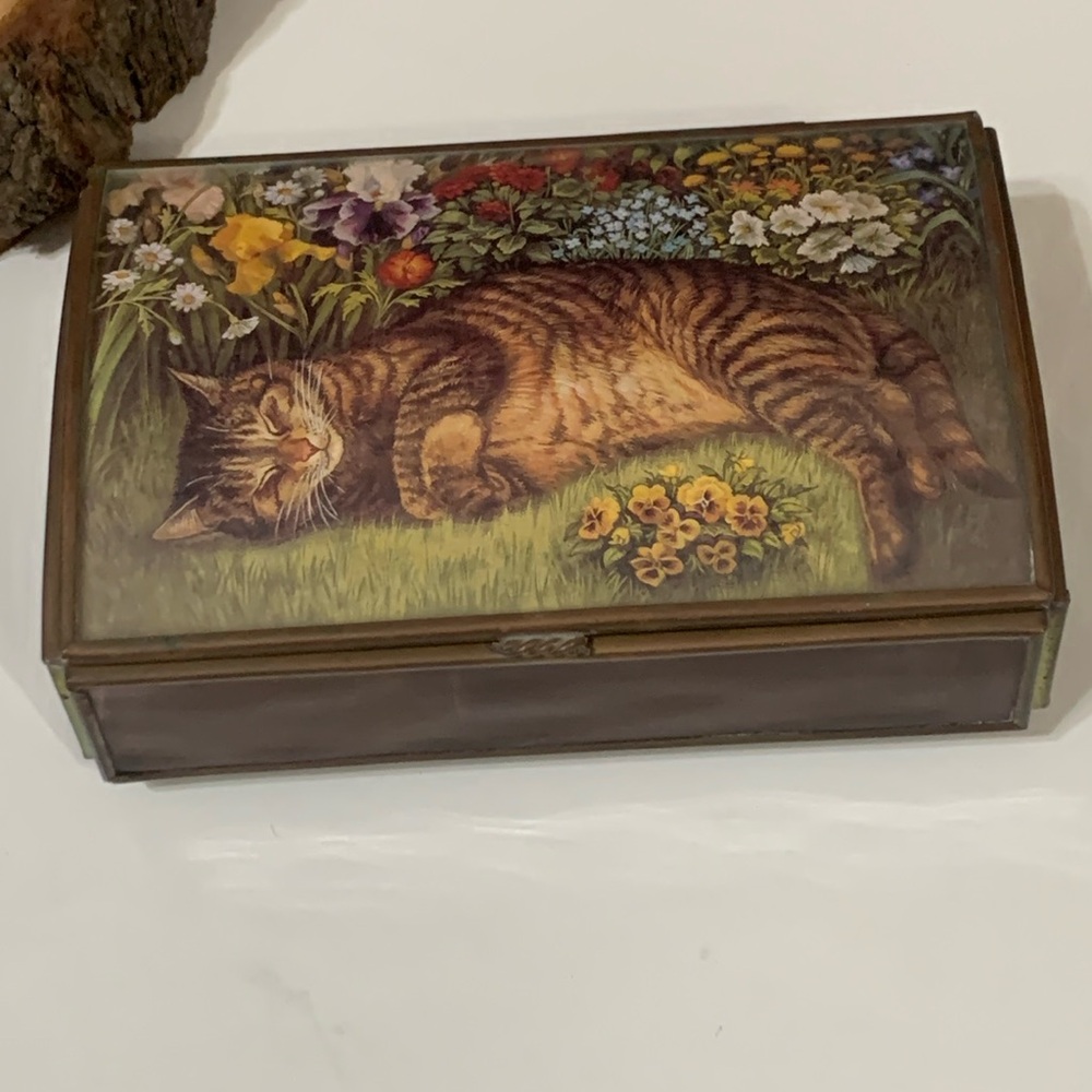 Via Vermont Stained Cat Glass Trinket Box Artwork the Balliol  Co